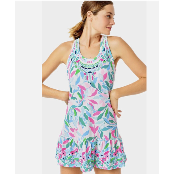 $188 Lilly Pulitzer UPF 50+ LUXLETIC Mixed Doubles 2pc Set Holding Court XS - Picture 1 of 8